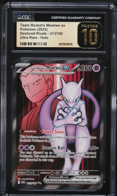 2025 Pokemon SV Destined Rivals Full Art Team Rocket's Mewtwo ex #213 CGC 10