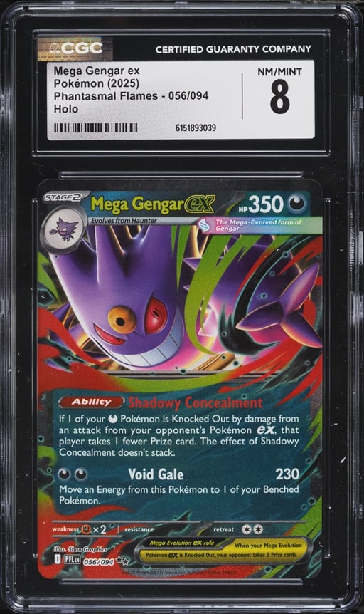 2025 Pokemon Mega Evolution Phantasmal Flames Holo Mega Gengar ex #56 CGC 8 NM-MT