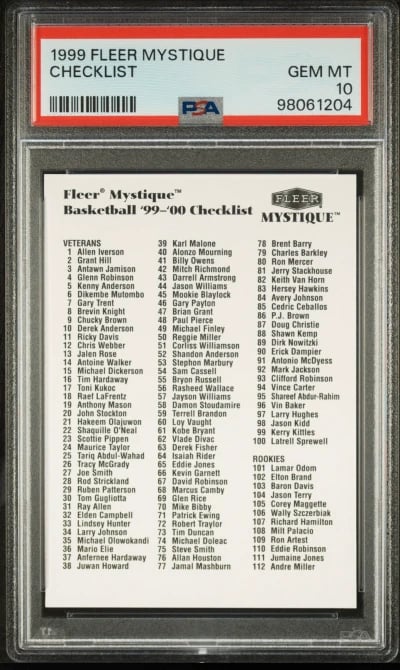 1999 FLEER MYSTIQUE INSERTS CHEC