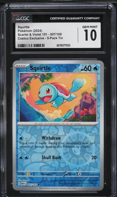 2023 Pokemon Scarlet & Violet 151 Costco Exclusive Squirtle #7 CGC 10 GEM MINT