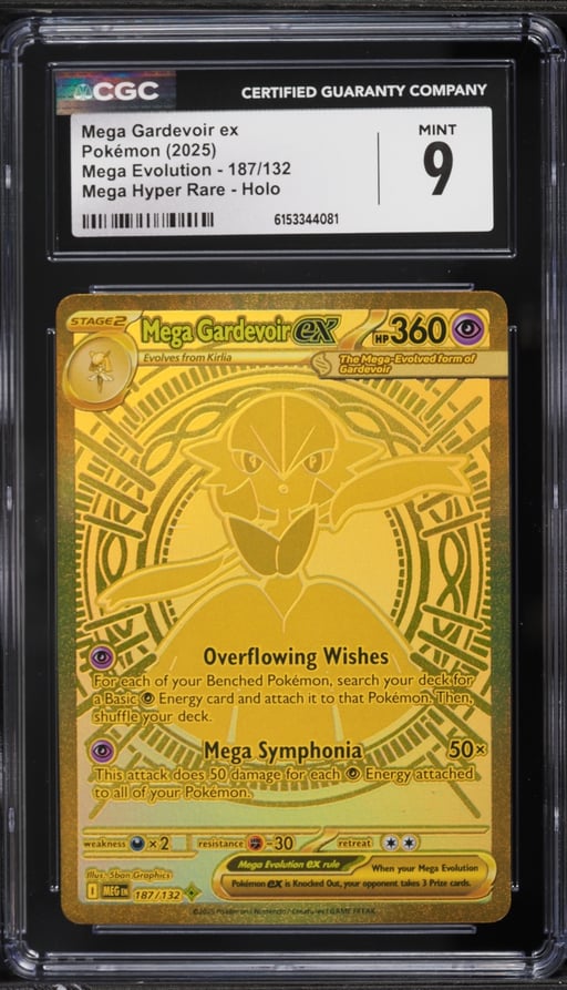 2025 Pokemon Mega Evolution Gold Rare Mega Gardevoir Ex #187 CGC 9 MINT