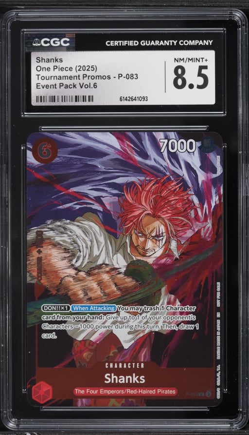 2025 One Piece Tournament Promo Event Pack Vol. 6 Shanks #P-083 CGC 8.5 NM-MT+