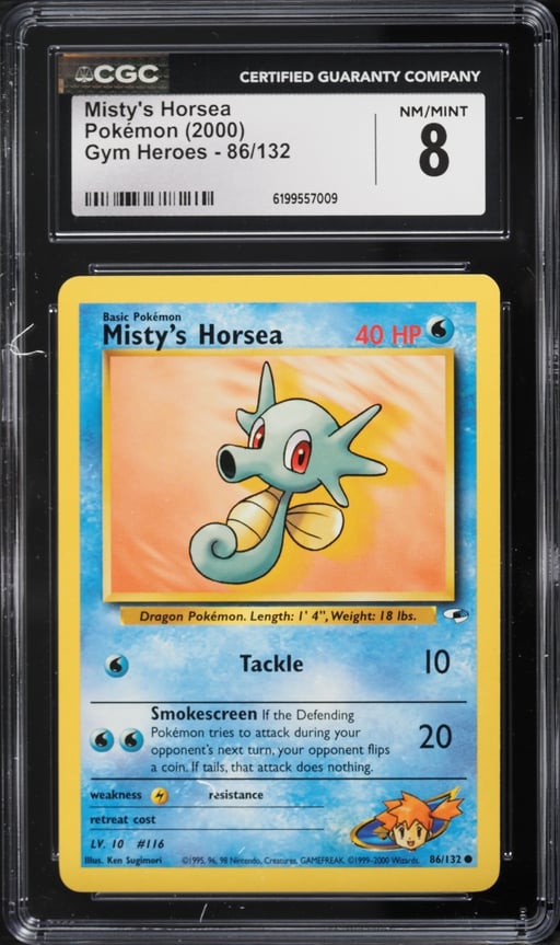 2000 Pokemon Gym Heroes Misty's Horsea #86 CGC 8 NM-MT