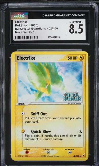 2006 Pokemon EX Crystal Guardians Reverse Holo Electrike #52 CGC 8.5 NM-MT+