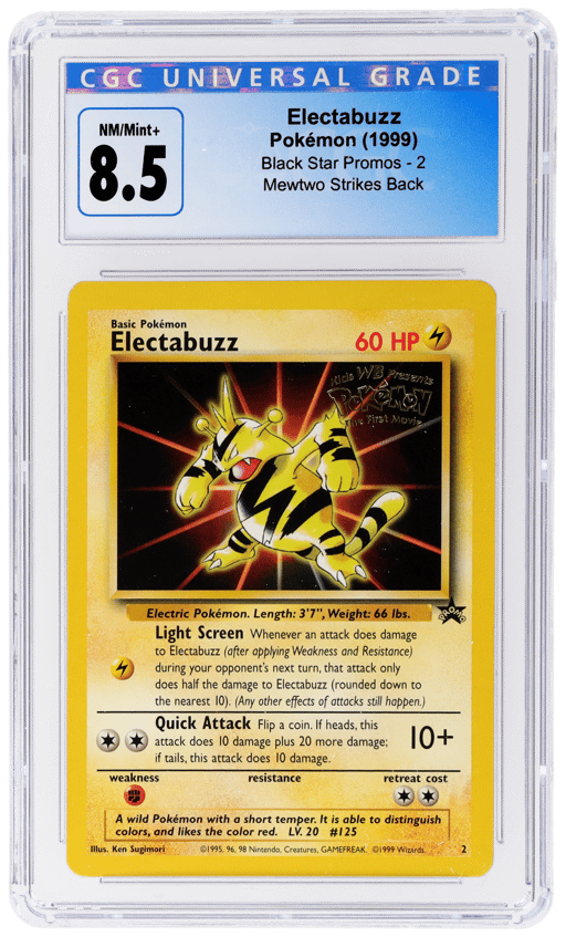 1999 Pokemon Wizards of the Coast Black Star Promo Mewtwo Strikes Back Electabuzz #2 CGC 8.5