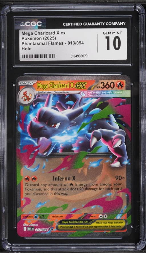 2025 Pokemon Mega Phantasmal Flames Holo Mega Charizard X EX #13 CGC 10 GEM MINT