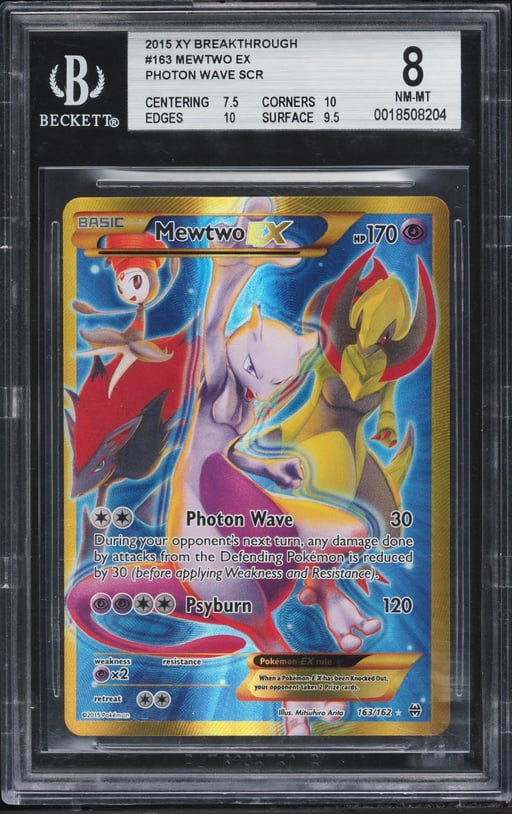 2015 Pokemon XY Breakthrough Gold Rare Mewtwo EX #163 BGS 8 NM-MT