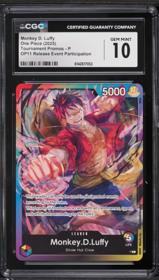 2025 One Piece Promo OP11 Release Event Participation Leader Monkey D. Luffy #P CGC 10 GEM MINT
