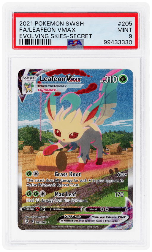 2021 Pokemon Sword and Shield Evolving Skies Secret Rare Leafeon Vmax #205 PSA 9