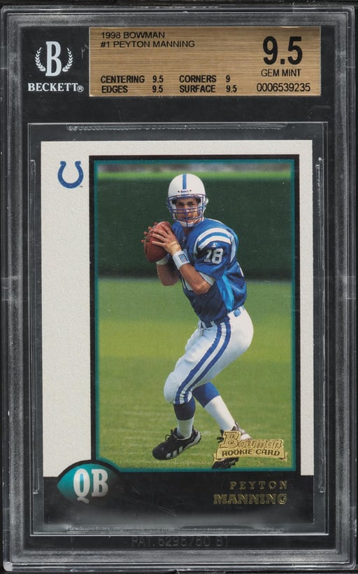1998 Bowman Football Peyton Manning ROOKIE #1 BGS 9.5 GEM MINT