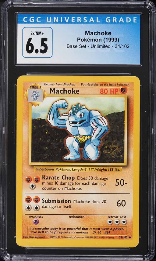 1999 Pokemon Base Set Machoke #34 CGC 6.5 EXMT+