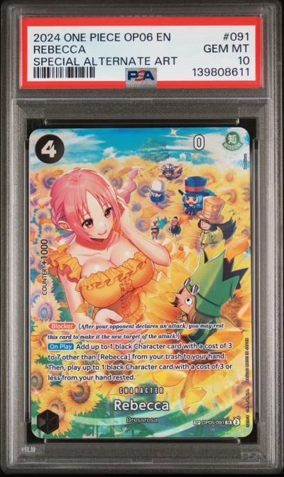 2024 ONE PIECE OP06-WINGS OF THE CAPTAIN 091 REBECCA SPECIAL ALTERNATE ART PSA 10