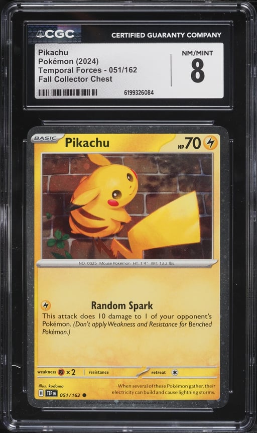 2024 Pokemon Scarlet & Violet Temporal Forces Fall Collector Chest Pikachu #51 CGC 8 NM-MT
