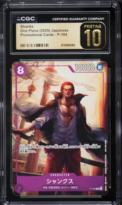 2025 One Piece Japanese Promo Shanks #P-104 CGC 10 PRISTINE