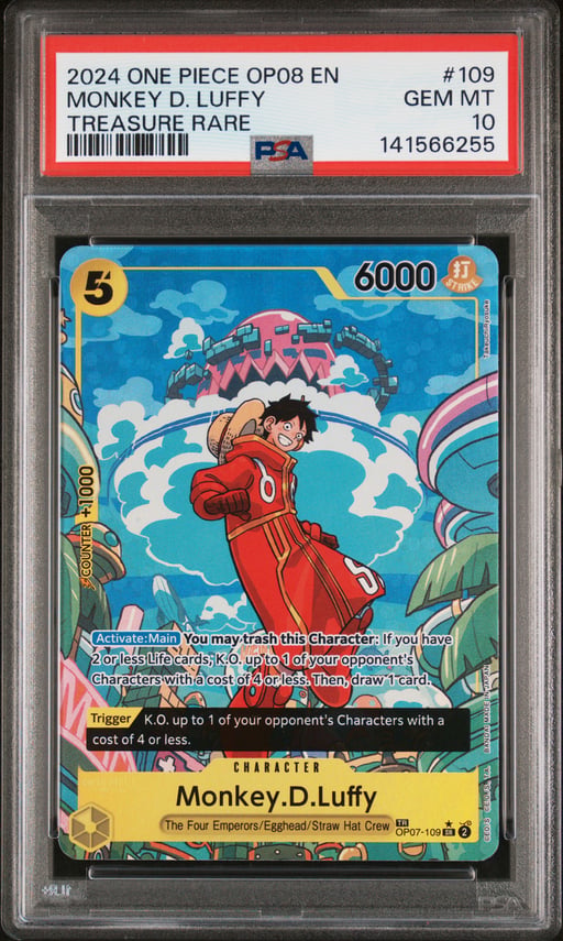 2024 ONE PIECE OP08-TWO LEGENDS 109 MONKEY D. LUFFY TREASURE RARE PSA 10