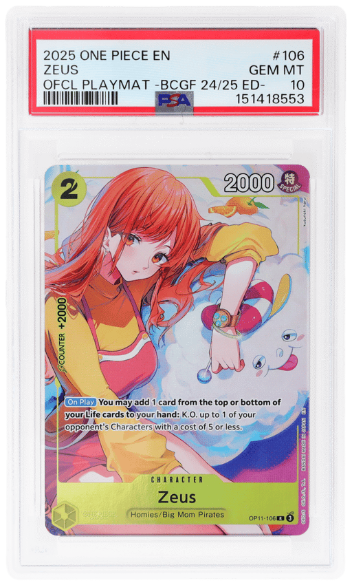 2025 One Piece Promo Official Playmat Set Bandai Card Games Fest 24 To 25 Zeus #OP11-106 PSA 10