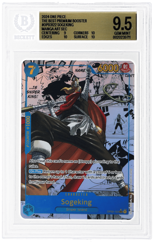 2024 One Piece the Best Premium Booster Manga Alternate Art Sogeking #OP03-122 BGS 9.5