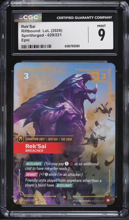 2026 Riftbound League Of Legends LoL Spiritforged Rek'Sai #29 CGC 9 MINT