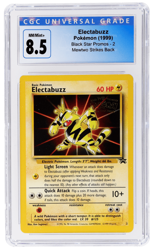 1999 Pokemon Wizards of the Coast Black Star Promo Mewtwo Strikes Back Electabuzz #2 CGC 8.5