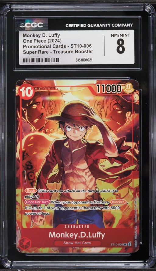 2024 One Piece Promo Treasure Booster SR Monkey D. Luffy #ST10-006 CGC 8 NM-MT