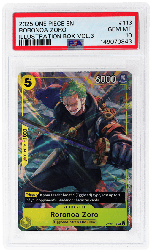 2025 One Piece Promo Illustration Box Volume 3 Roronoa Zoro #OP07-113 PSA 10