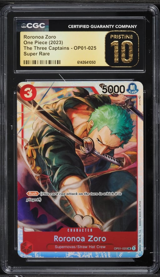 2023 One Piece The Three Captains SR Roronoa Zoro #OP01-025 CGC 10 PRISTINE