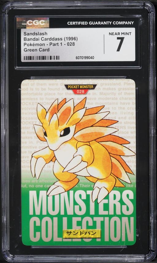 1996 Pokemon Japanese Bandai Carddass Vending Sandslash #28 CGC 7 NRMT
