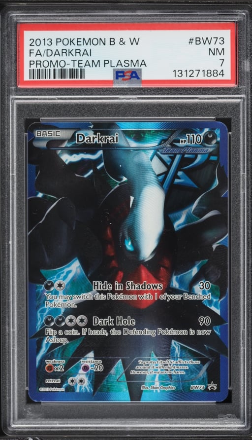 2013 Pokemon Black & White Black Star Promo Team Plasma Full Art Darkrai #BW73 PSA 7 NRMT