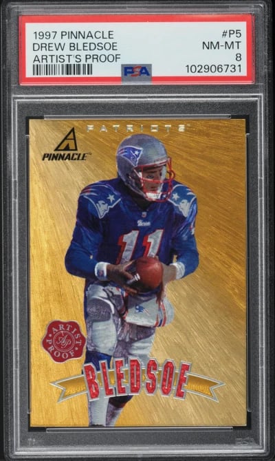 1997 Pinnacle Artist's Proof Drew Bledsoe #P5 PSA 8 NM-MT