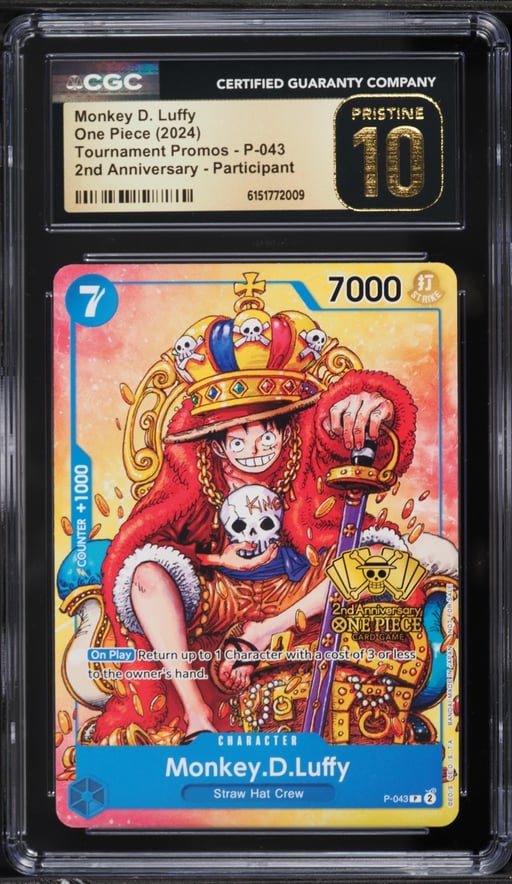 2024 One Piece Promo 2nd Anniversary Participant Alt Art Monkey D. Luffy #P-043 CGC 10 PRISTINE