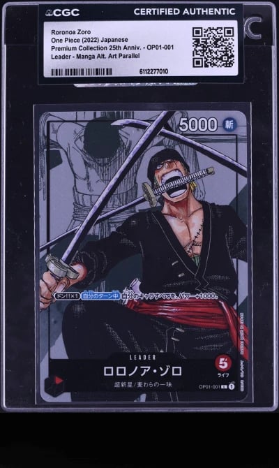 2022 One Piece Japanese Premium 25th Anniversary Manga Art Roronoa Zoro L #OP01-001 CGC AUTH
