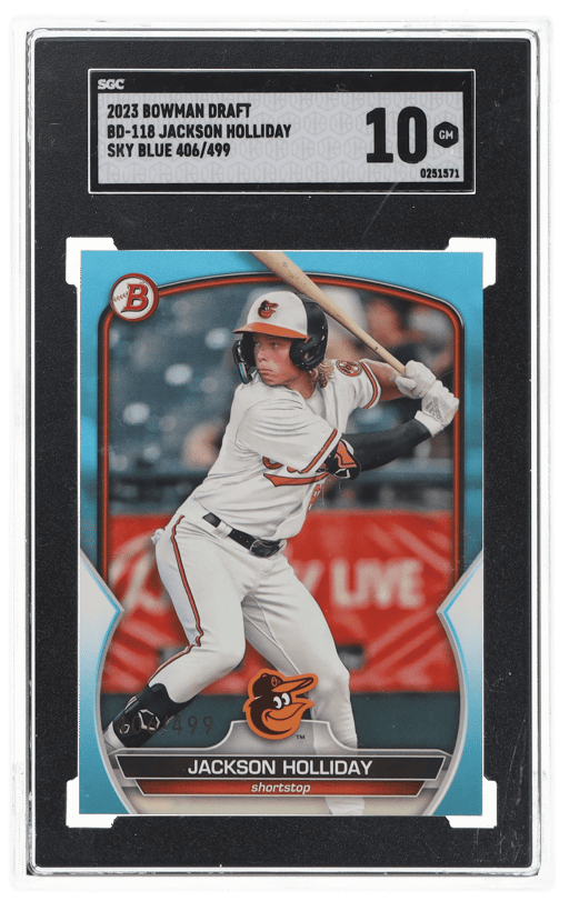 2023 Bowman Draft Sky Blue Jackson Holliday #BD-118 406/499 SGC 10