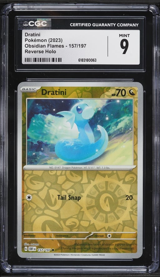 2023 Pokemon Scarlet & Violet Obsidian Flames Reverse Holo Dratini #157 CGC 9 MINT