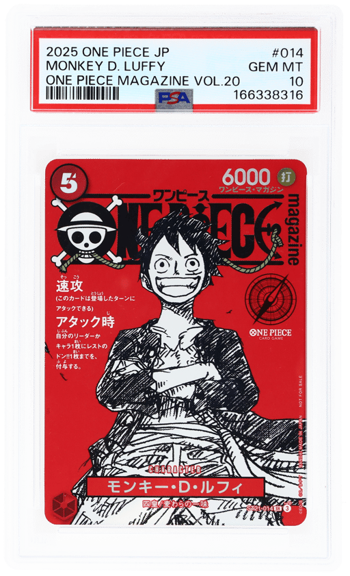 2025 One Piece Promo Shonen Jump X One Piece 20th Anniversary Special Issue Japanese Magazine Volume 20 Monkey D. Luffy #ST21014 PSA 10