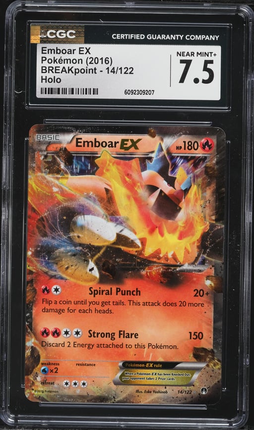 2016 Pokemon XY BREAKpoint Holo Emboar EX #14 CGC 7.5 NRMT+