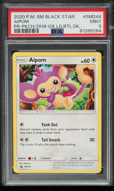 2020 Pokemon Sun & Moon Black Star Promo Aipom #SM244 PSA 9 MINT