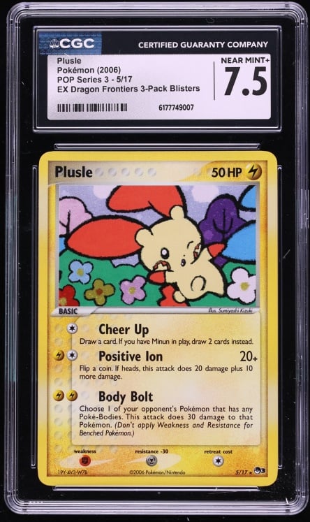 2006 Pokemon POP Series 3 EX Dragon Frontiers Plusle #5 CGC 7.5 NRMT+
