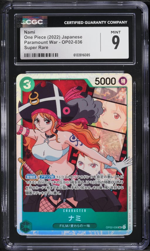2022 One Piece Japanese Paramount War SR Nami #OP02-036 CGC 9 MINT