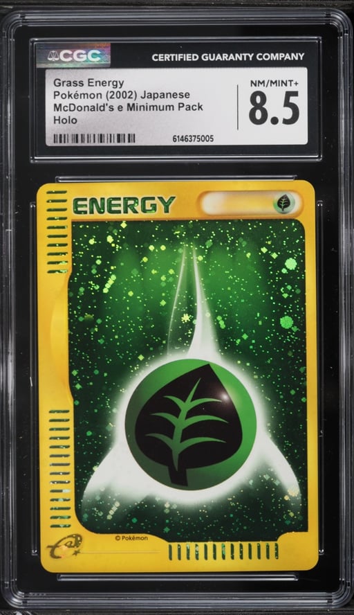 2002 Pokemon Japanese McDonald's E Minimum Holo Grass Energy CGC 8.5 NM-MT+