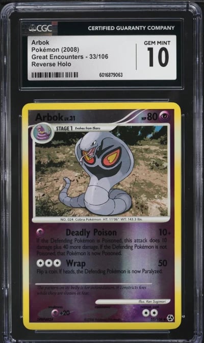 2008 Pokemon DP Great Encounters Reverse Holo Arbok #33 CGC 10 GEM MINT