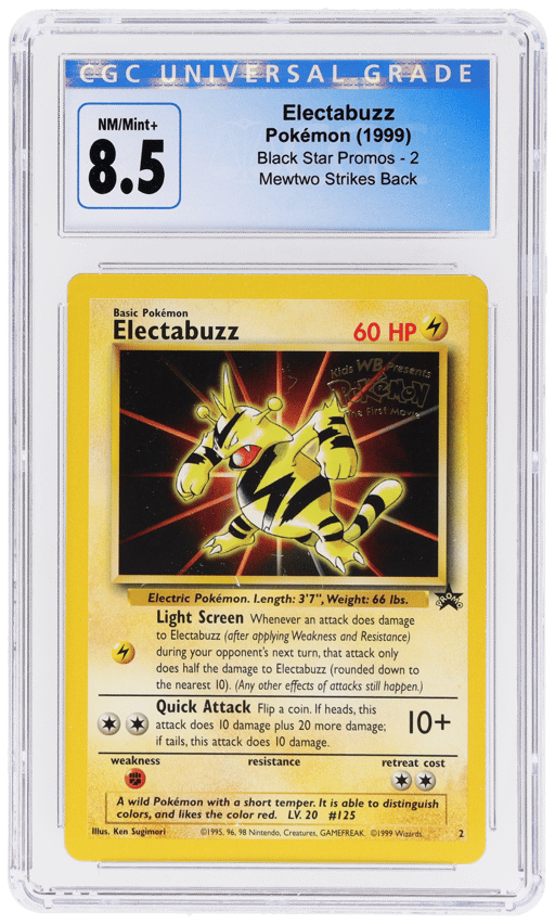 1999 Pokemon Wizards of the Coast Black Star Promo Mewtwo Strikes Back Electabuzz #2 CGC 8.5