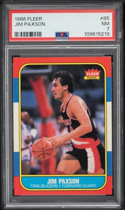 1986 Fleer Basketball Jim Paxson #85 PSA 7 NRMT