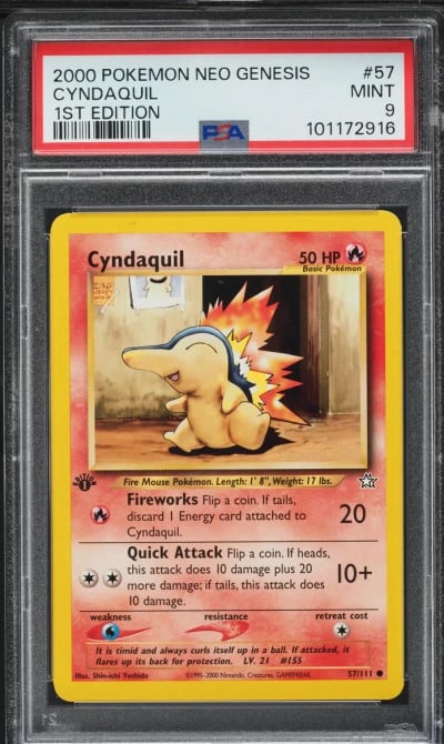 2000 Pokemon Neo Genesis 1st Edition Cyndaquil #57 PSA 9 MINT