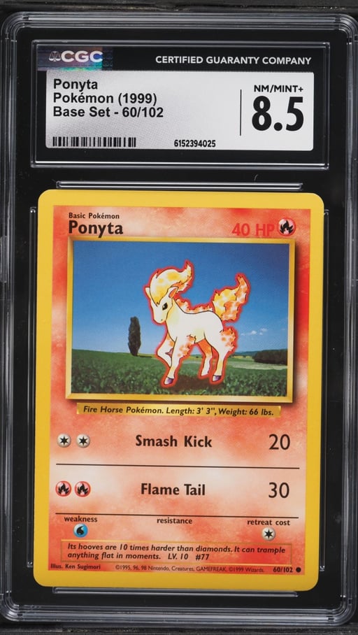1999 Pokemon Base Set Ponyta #60 CGC 8.5 NM-MT+