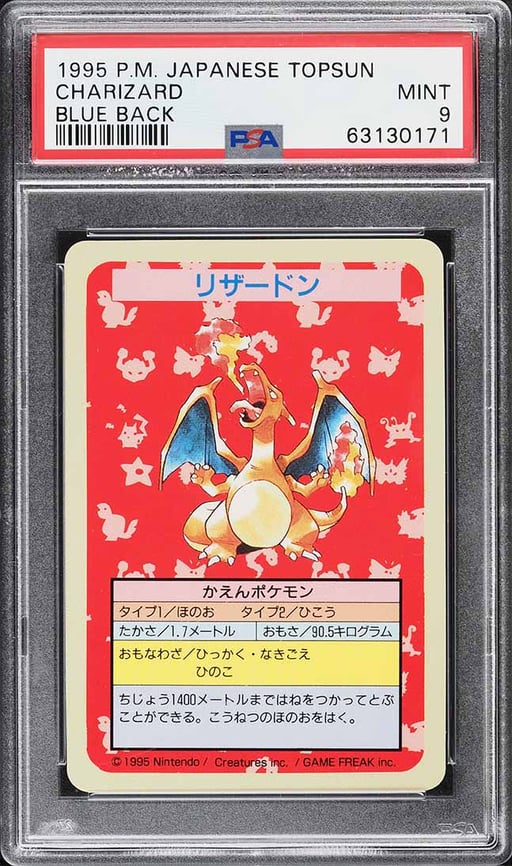 1997 Pokemon Japanese Topsun Blue Back No Number Charizard PSA 9 MINT