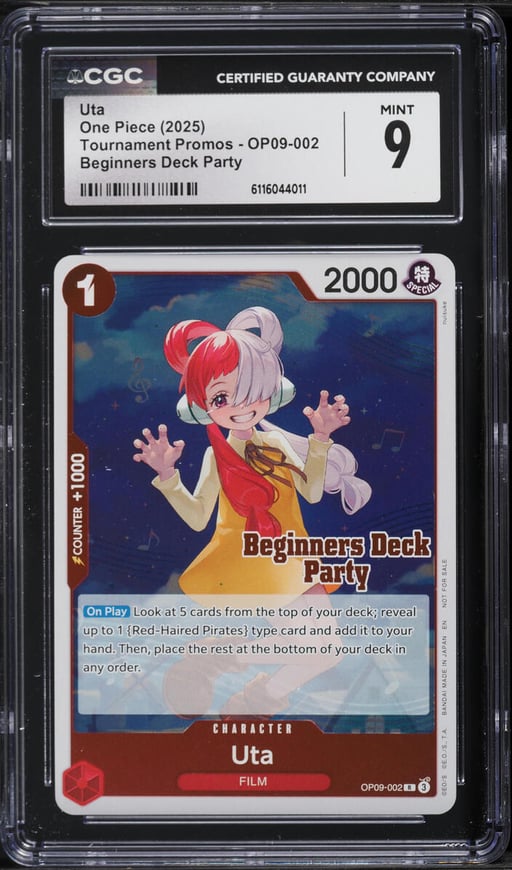2025 One Piece Tournament Promo Beginners Deck Party Uta #OP09-002 CGC 9 MINT