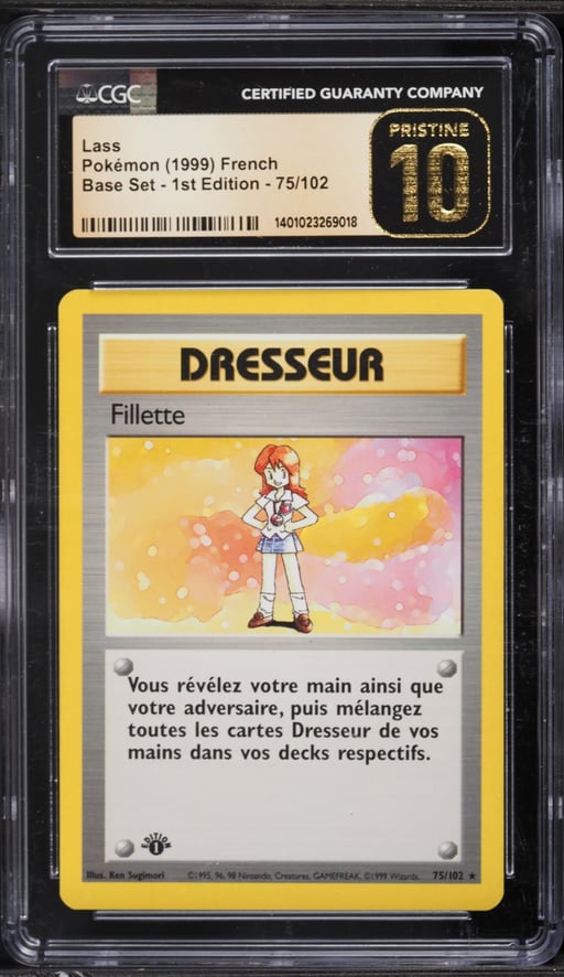 1999 Pokemon French Base Set 1st Edition Lass #75 CGC 10 PRISTINE