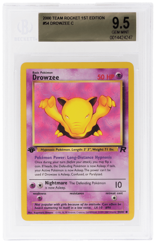 2000 Pokemon Team Rocket 1st Edition Drowzee #54 BGS 9.5
