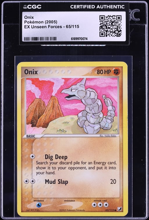 2005 Pokemon EX Unseen Forces Onix #65 CGC AUTH