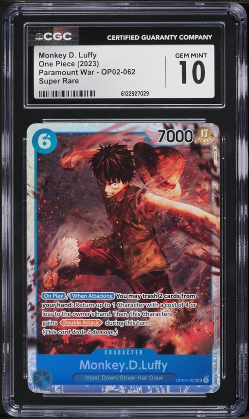 2023 One Piece Paramount War SR Monkey D. Luffy #OP02-062 CGC 10 GEM MINT